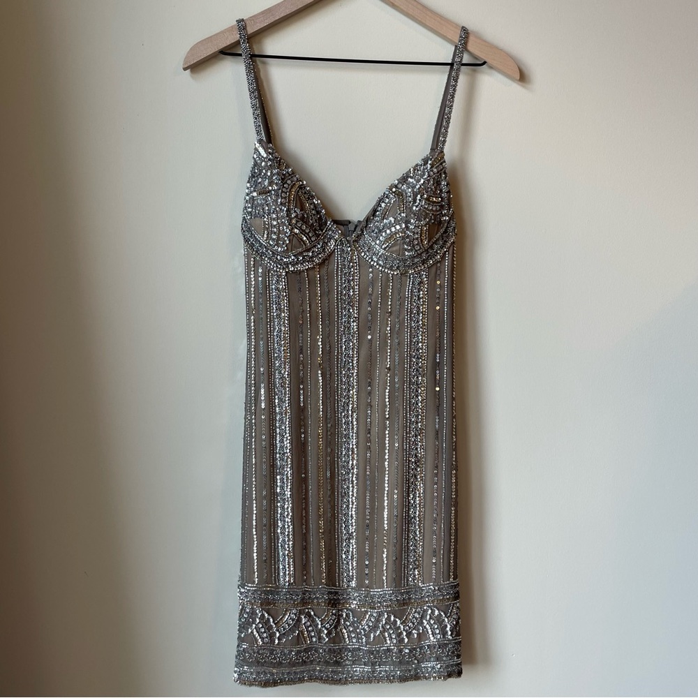 Scala sequin silver and gold beige dress